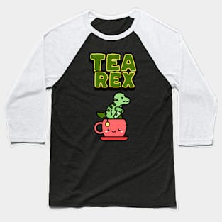 Trex tea rex pun typography tyrannosaurus dinosaur | Morcaworks Baseball T-Shirt